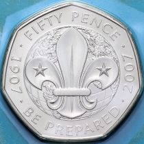 Великобритания 50 пенсов 2007 год. Скаутское движение. BU