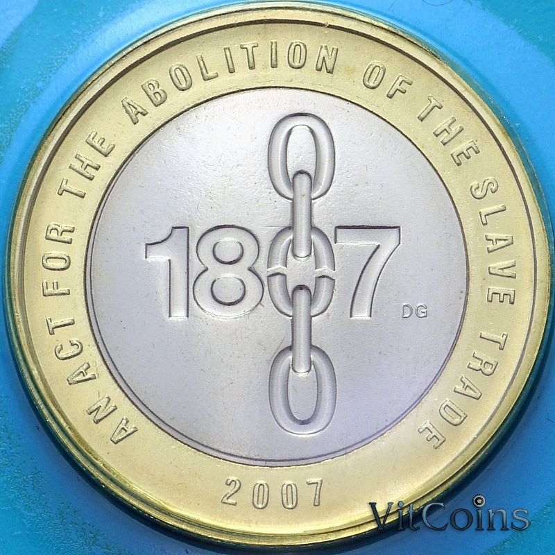 Монета Великобритания 2 фунта 2007 год. Отмена рабства. BU