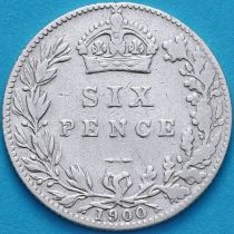 Великобритания 6 пенсов 1900 год. Серебро.