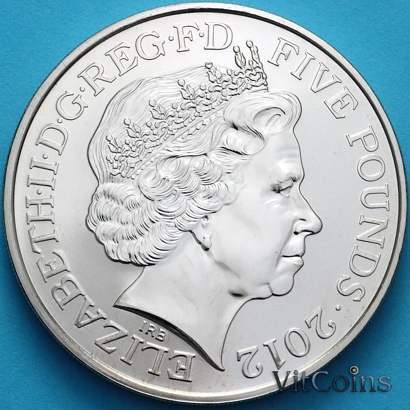 Монета Великобритания 5 фунтов 2012 год. Олимпиада. Лондон 2012 Блистер