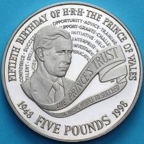 Великобритания 5 фунтов 1998 год. 50 лет принцу Чарльзу. Пруф