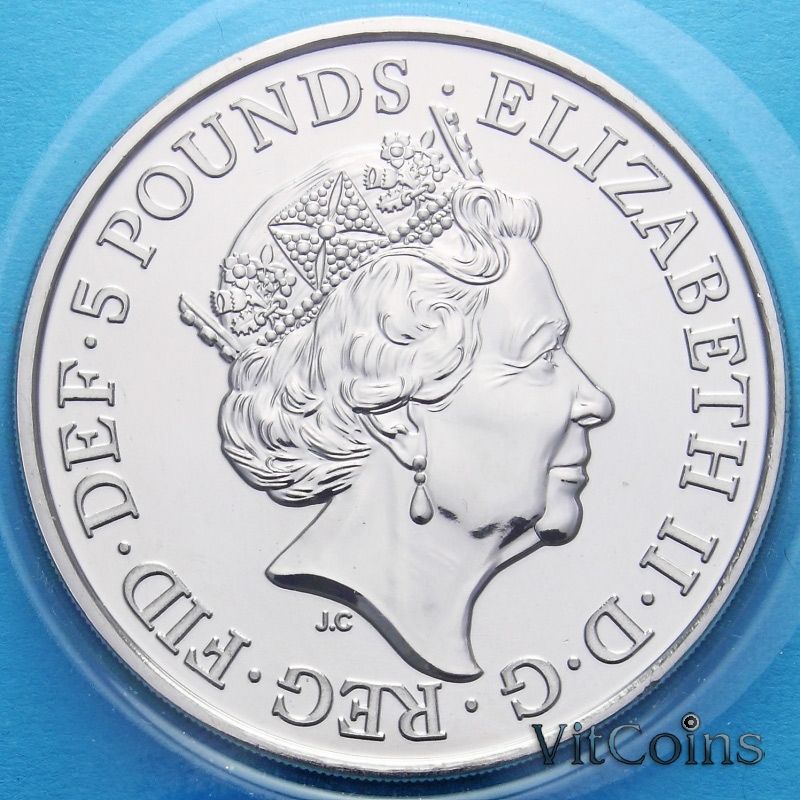Монета Великобритания 5 фунтов 2021 год. Год быка. Буклет Монета Великобритания 5 фунтов 2021 год. Год быка. Буклет