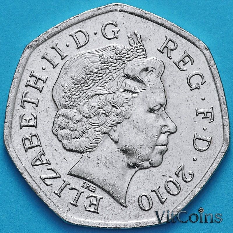 Монета Великобритания 50 пенсов 2010 год. 100 лет женской организации скаутов.