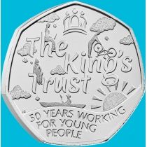 Великобритания 50 пенсов 2026 год. 50 лет фонду King’s Trust. BU