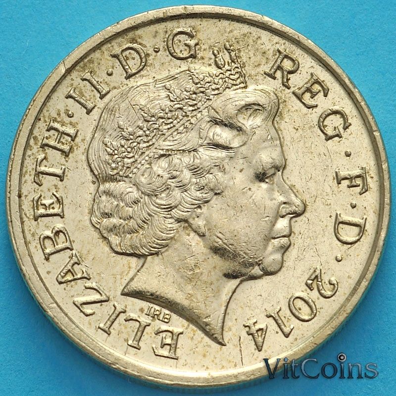 Монета Великобритании 1 фунт 2011-2014 год. 