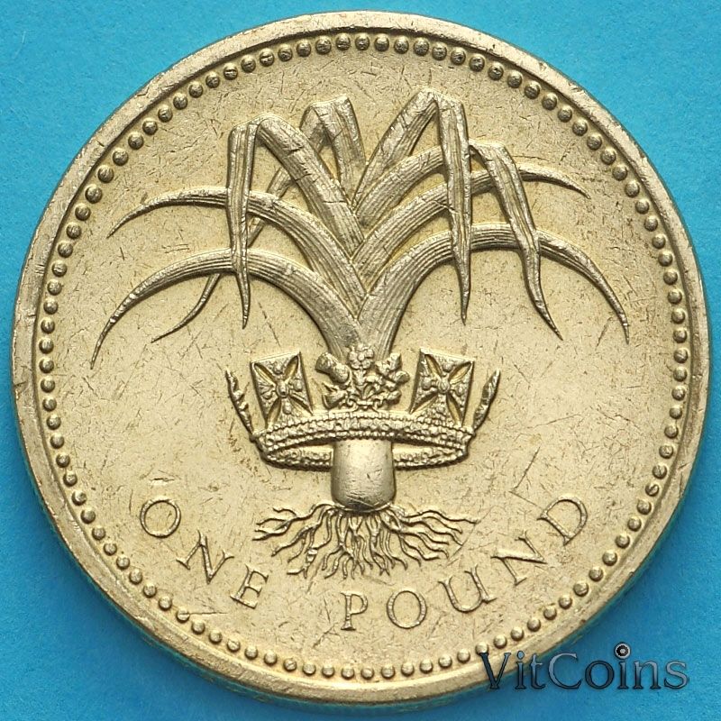Монета Великобритании 1 фунт 1990 год. Лук-порей.