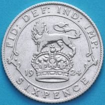 Великобритания 6 пенсов 1924 год. Серебро.