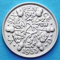 Великобритания 6 пенсов 1933 год. Серебро