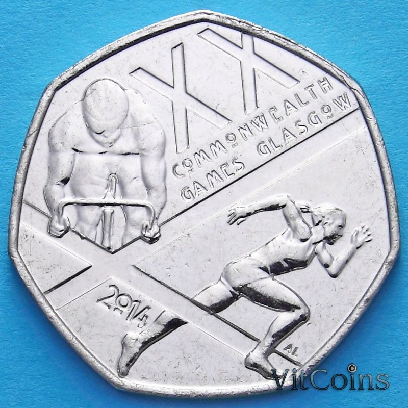 Монета Великобритании 50 пенсов 2014 год. Игры Содружества в Глазго.
