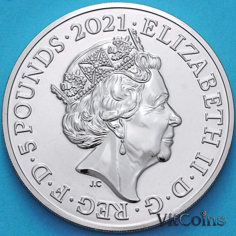 Монета Великобритания 5 фунтов 2021 год. 95 лет со дня рождения Королевы Елизаветы II