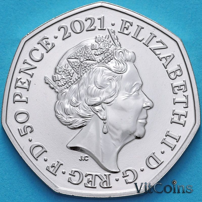 Монета Великобритания 50 пенсов 2021 год. Джон Бэрд. BU
