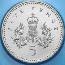 Великобритания 5 пенсов 1995 год. BU