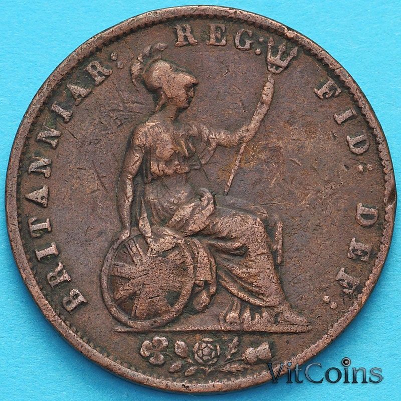 Монета Великобритания 1/2 пенни 1855 год. 