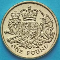 Великобритания 1 фунт 2015 год. Королевский герб.
