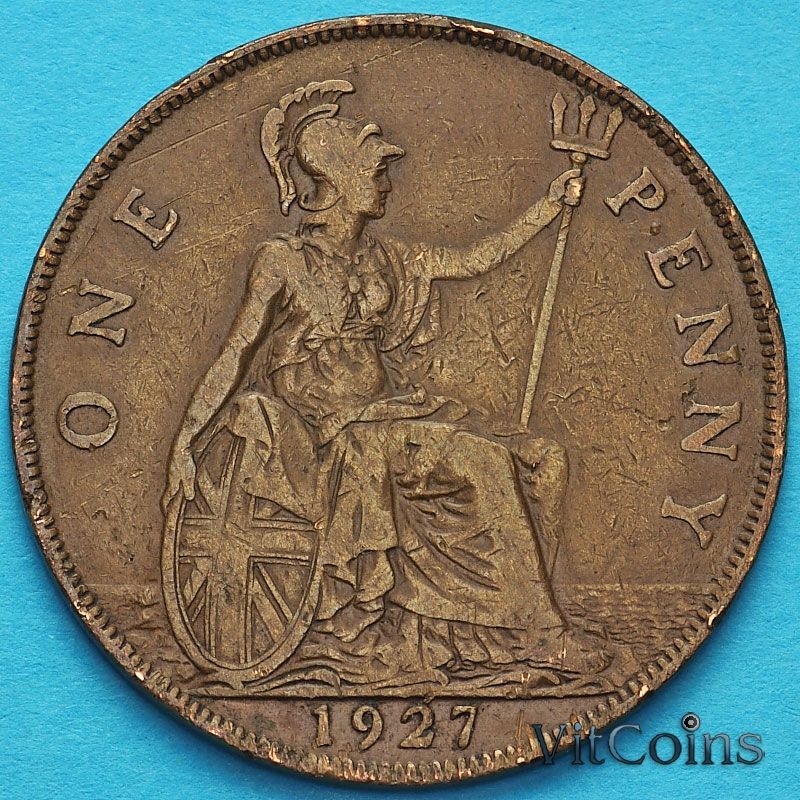 Монета Великобритании 1 пенни 1927 год. 