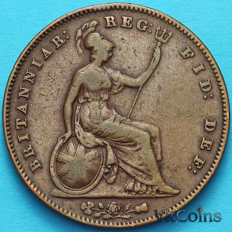 Монета Великобритания 1 пенни 1854 год. №3