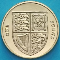 Великобритания 1 фунт 2010 год. Щит королевского герба. BU