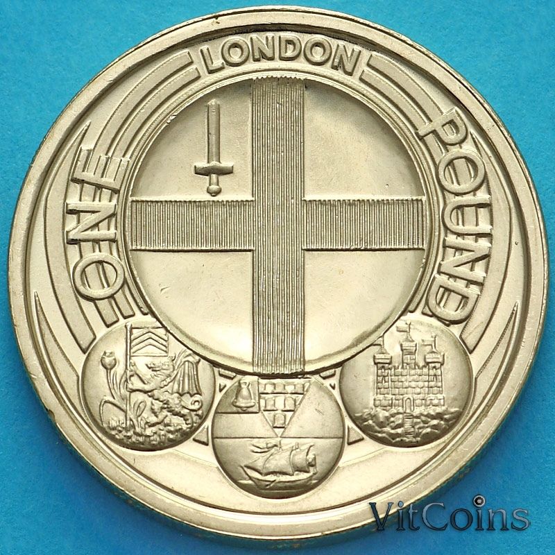 Монета Великобритания 1 фунт 2010 год. Лондон. BU