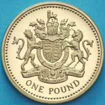 Великобритания 1 фунт 1993 год. Королевский щит. Proof