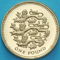 Великобритания 1 фунт 1997 год. Герб Плантагенетов. Proof