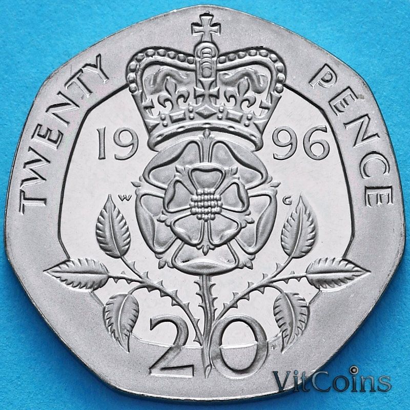 Монета Великобритания 20 пенсов 1996 год. Proof