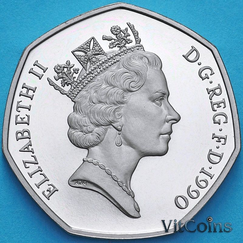 Монета Великобритания 50 пенсов 1990 год. Proof