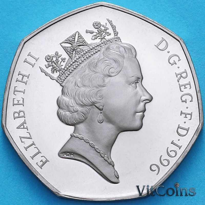Монета Великобритания 50 пенсов 1996 год. Proof Монета Великобритания 50 пенсов 1996 год. Proof
