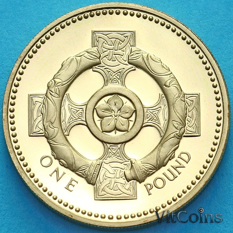 Монета Великобритания 1 фунт 1996 год. Кельтский крест. Proof