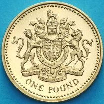 Великобритания 1 фунт 2003 год. Королевский герб. Proof