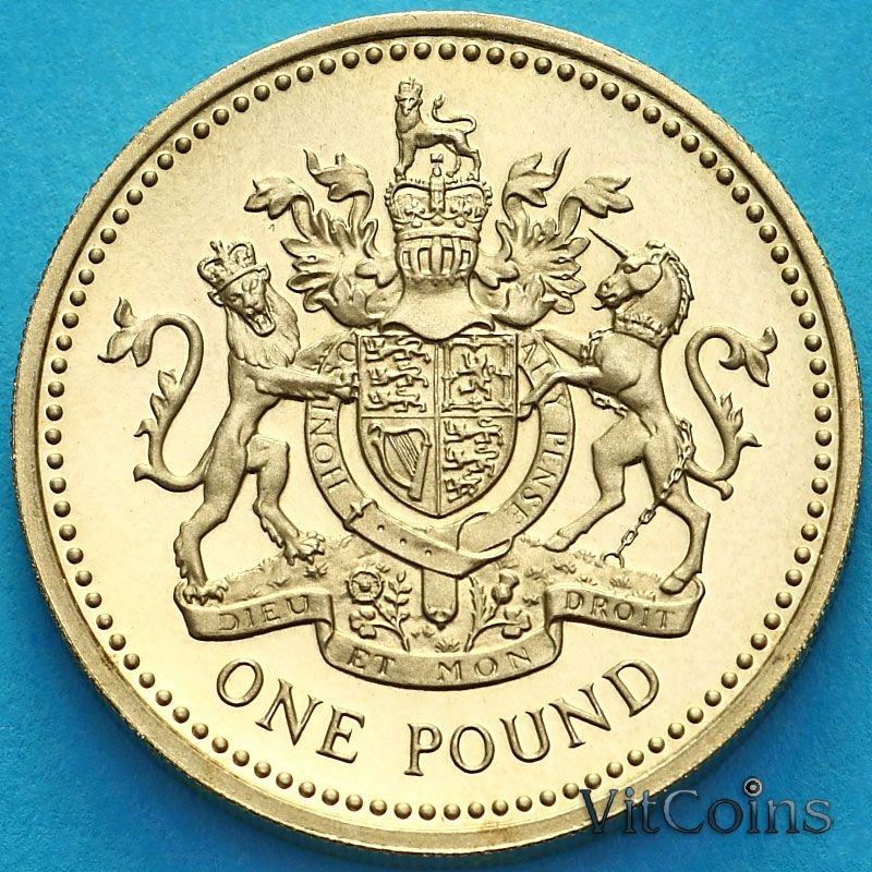 Монета Великобритания 1 фунт 2003 год. Королевский герб. Proof