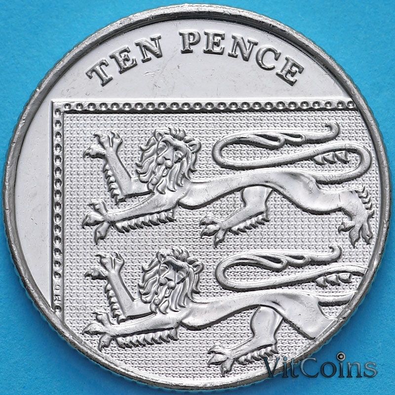 Монета Великобритания 10 пенсов 2016 год.