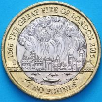 Великобритания 2 фунта 2016 год. Великий Лондонский пожар