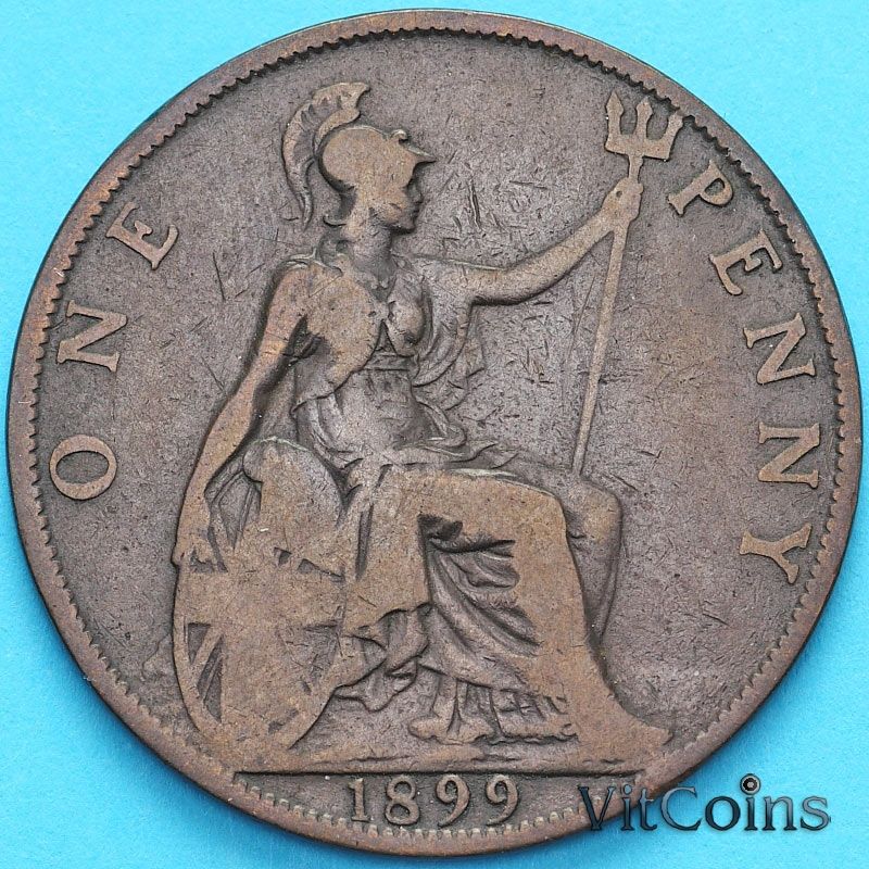 Монета Великобритания 1 пенни 1899 год. 