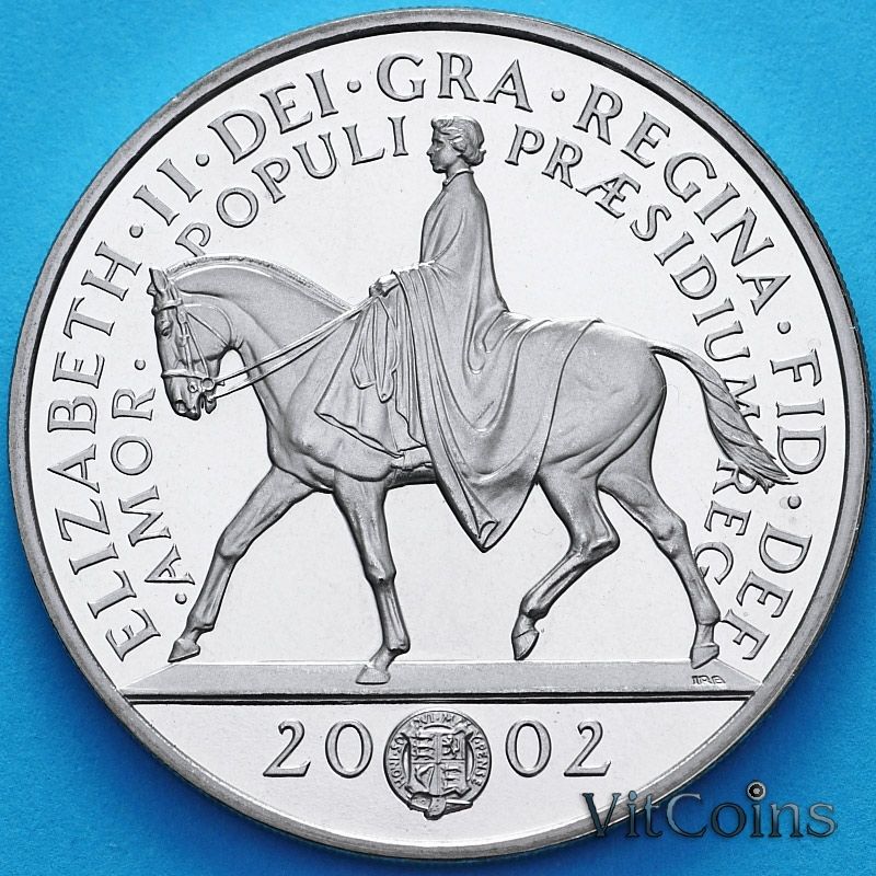 Монета Великобританиия 5 фунтов 2002 год. Золотой юбилей. Proof