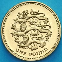 Великобритания 1 фунт 2002 год. Английские львы. Proof