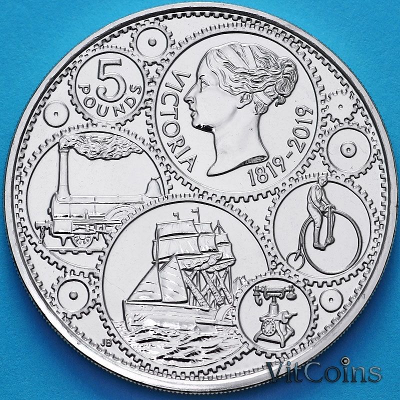 Монета Великобритания 5 фунтов 2019 год. Королева Виктория. BU