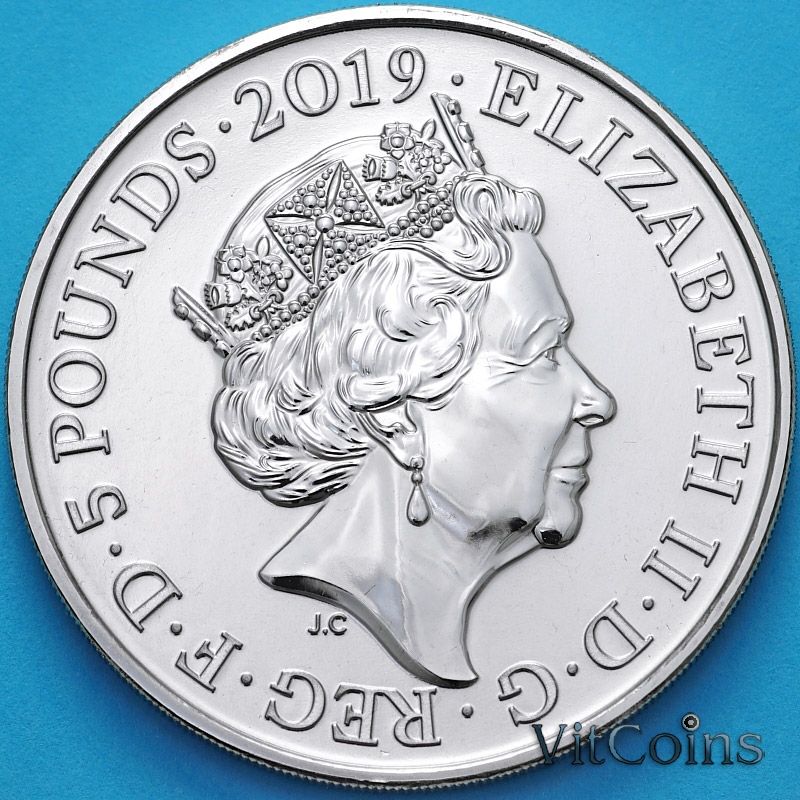 Монета Великобритания 5 фунтов 2019 год. Королева Виктория. BU Монета Великобритания 5 фунтов 2019 год. Королева Виктория. BU