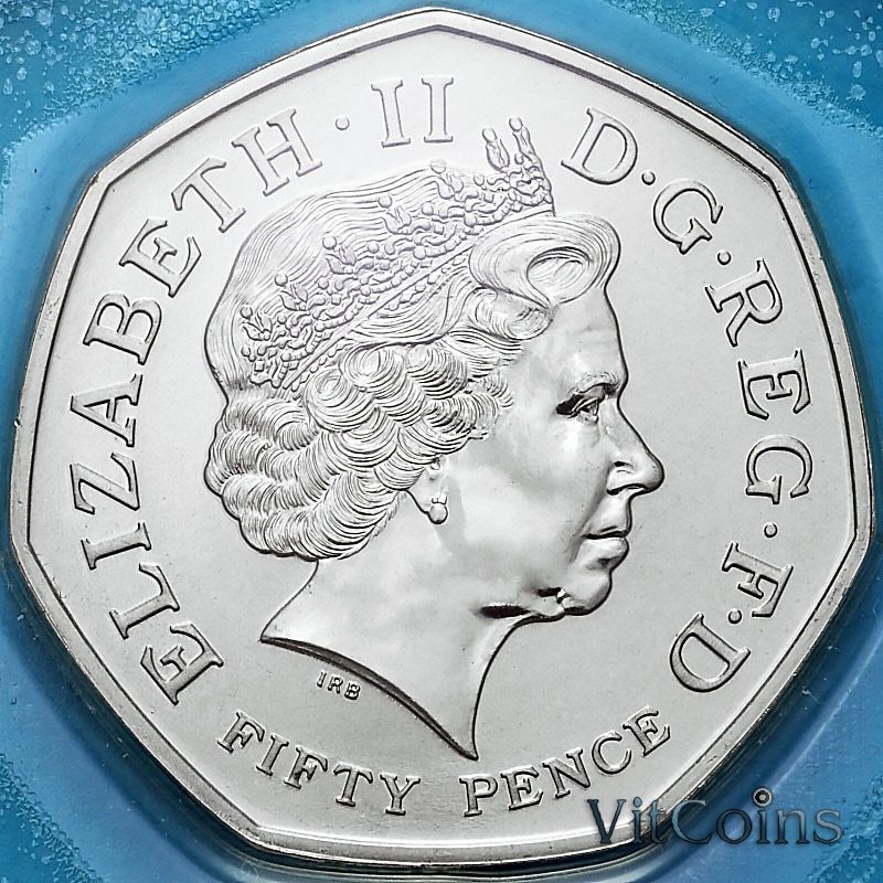 Монета Великобритания 50 пенсов 2011 год. WWF. BU