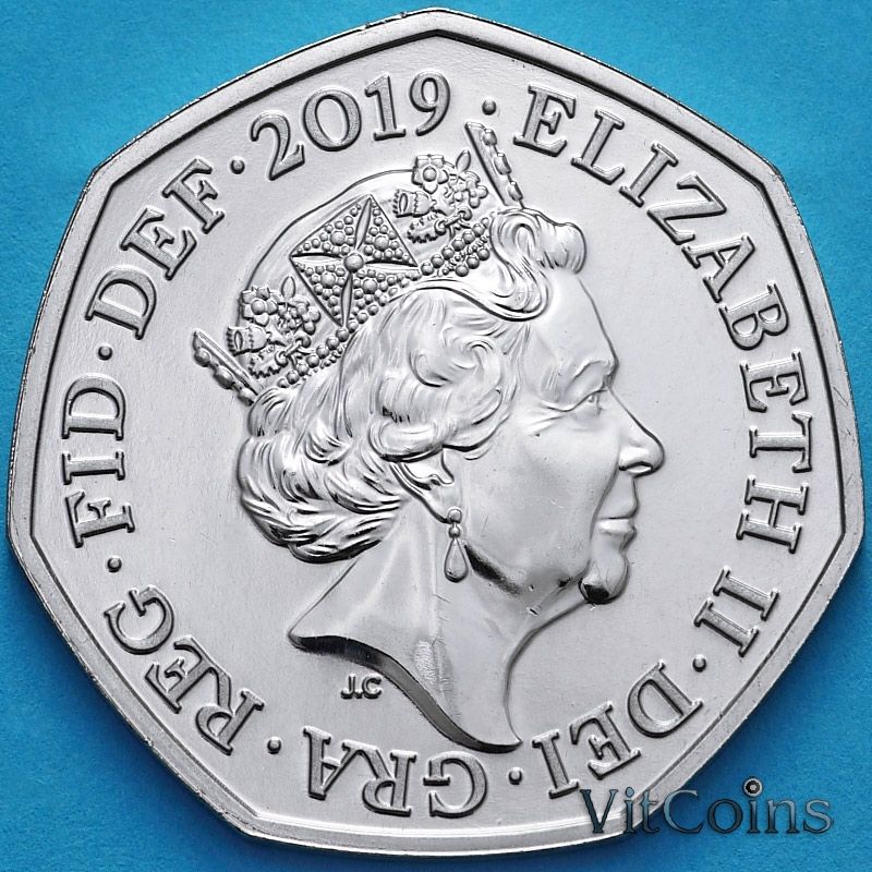 Монета Великобритания 50 пенсов 2019 год. Шерлок Холмс. BU