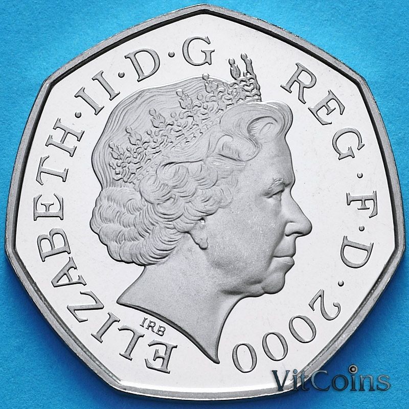 Монета Великобритания 50 пенсов 2000 год. Proof Монета Великобритания 50 пенсов 2000 год. Proof