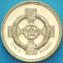 Великобритания 1 фунт 2001 год. Кельтский крест Proof