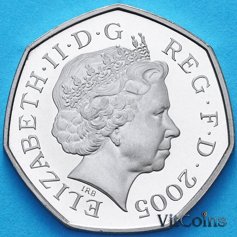 Монета Великобритания 50 пенсов 2005 год. Словарь Джонсона Proof