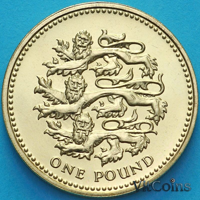 Монета Великобритания 1 фунт 1997 год. Герб Плантагенетов. BU