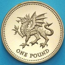 Великобритания 1 фунт 2000 год. Валлийский дракон. Proof