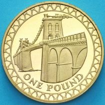 Великобритания 1 фунт 2005 год. Висячий мост через Менай. Proof