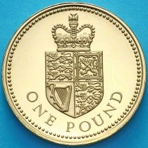 Великобритания 1 фунт 1988 год. Коронованный королевский щит. Proof