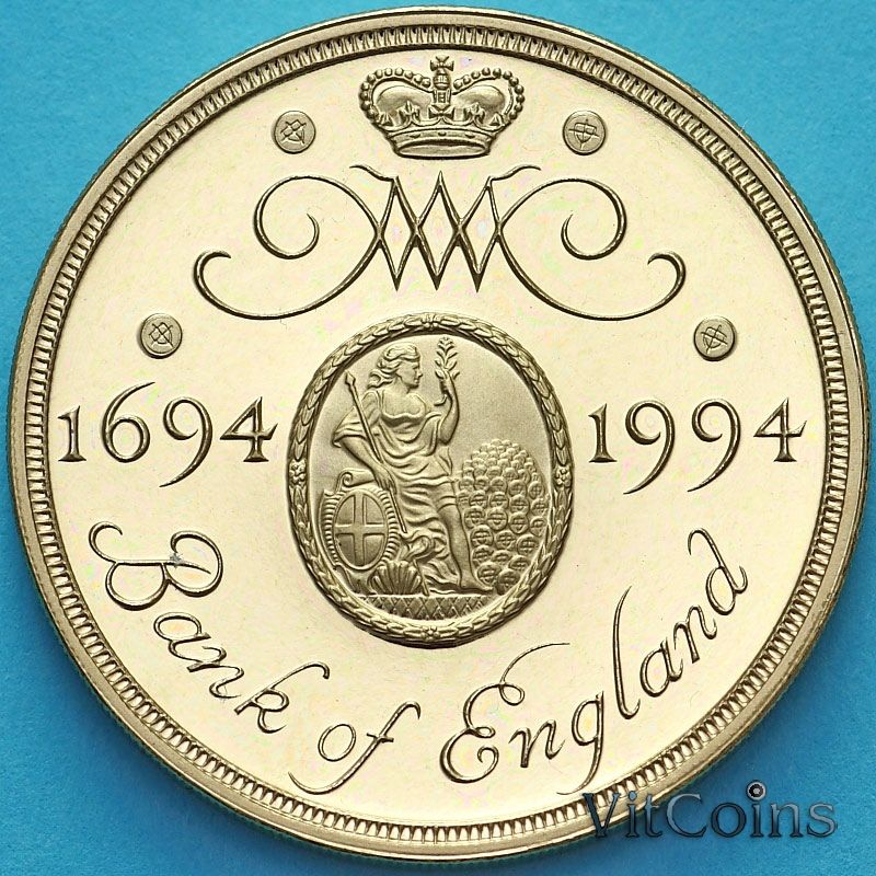 Монета Великобритании 2 фунта 1994 год. 300 лет Банку Англии. Proof