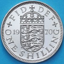 Великобритания 1 шиллинг 1970 год. Английский герб. Пруф