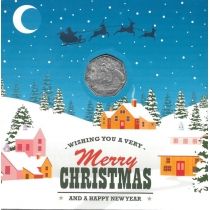 Великобритания 50 пенсов 2018 год. Рождество, снеговик. Блистер