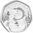 Монета Великобритания 50 пенсов 2022 год. Рождество. Снеговик. Буклет